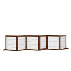 PawHut Wooden Freestanding Pet Gate with 6 Panels and 2 Support Feet - Coffee-Made of pinewood and steel, it adds sturdiness 