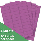JAM Paper Mailing Address Labels - 1 x 2 5/8 - Violet Purple - 4 sets of 120-2.6"h x 1"w x 1/5"d