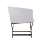 Manhattan Comfort - Hollywood fauteuil d’appoint contemporain 25,6" en similicuir blanc et chrome poli-Dos serré avec rembourrage rempli de mousse haute densité