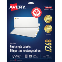 Avery Easy Peel Laser/Inkjet Addressing Labels - 1-3/4" x 1/2" - White - 800 Pack (8927)-Permanent Label