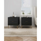 Manhattan Comfort - DUMBO 20,07" Table de nuit moderne à 2 tiroirs - Noir - Lot de 2-Comprend 2 tiroirs à extension totale conçus avec des lignes verticales texturées