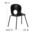 Flash Furniture HERCULES Series Designer Plastic Stack Chair with Black Frame - Black-Stack Quantity: 5