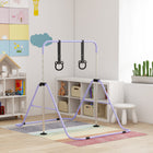 Qaba Kids Foldable Horizontal Gymnastics Bar - Purple-Four non-slip rubber floor rings and two-round bases prevent movement and enhance safety 