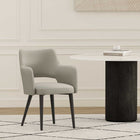 Manhattan Comfort Tremont 22.8" Modern Leatherette Upholstered Dining Arm Chair - Stone-Fully Welded Sleek Black Steel Frame and Legs For Fashion and Durability
