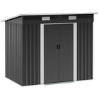 Outsunny Outdoor Garden Storage Shed with Lockable Doors - Black-Double doors with locks enhance security 