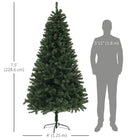HOMCOM 7.5' Artificial Christmas Tree with Auto Open - Steel Base - Green-Stable steel base keep the tree upright