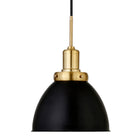 Hudson&Canal Madison 12" Wide Pendant with Metal Shade - Black/Brass/Black-Paired with a black dome metal shade