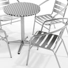 Flash Furniture 23.5" Round Aluminum Indoor-Outdoor Table Set with 4 Slat Back Chairs-Smooth Stainless Steel Table Top