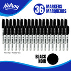 Hilroy Permanent Markers - Low Odour Ink - Fine Point - Black - 36 Pack-High quality:Features long-lasting, vivid ink that is quick-drying, waterproof, smear-proof, and fade-resistant. The durable tip maintains its shape and resists wear, ensuring consistent performance over time