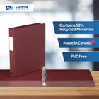 Davis Group Premium Economy Binder - Round Ring - 1" - Burgundy - 6 Pack-Ideal for Conferences, Reference, Colleges & Universities