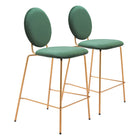 Zuo Odessa Counter Stool - Green/Gold - Set of 2-Ergonomic and supportive footrest