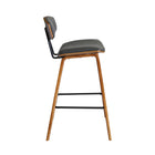 Armen Living Fox 25.5" Counter Height Mid-Century Modern Bar Stool in Grey Faux Leather & Walnut Wood-4