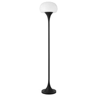 Hudson&Canal - Lampadaire torchère Aleister avec abat-jour en verre - Bronze noirci/lait blanc-Style du milieu du siècle pour votre salon, votre bureau, votre chambre ou votre coin lecture