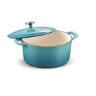 Tramontina - Faitout rond Bestow 5,5 pintes en fonte émaillée avec couvercle - Bleu moyen-Construction durable en alliage HT150 : Fabriqué en fonte HT150 à haute rétention de chaleur, garantissant une cuisson uniforme et une durabilité exceptionnelle