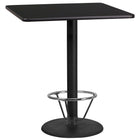 Flash Furniture Dessus de table carré de 36 po en stratifié noir avec anneau de pied-Table d'hospitalité à hauteur de bar