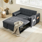 HOMCOM Pull Out Sleeper Sofa Bed with USB Ports - Dark Grey-Includes two pillows for extra comfort and flexibility, pillow covers are zipped for easy cleaning