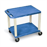 Luxor - Chariot utilitaire en résine Tuffy à 2 tablettes - hauteur 26" - capacité 200 lb - bleu-Chariot utilitaire polyvalent, idéal pour le matériel audio/vidéo et plus encore