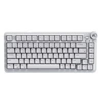 Cybeart Nighthawk 75 TKL Tri-Mode Wireless RGB Gaming Keyboard - White-A Tri Mode connectivity (Bluetooth 5.1 / 2.4Ghz Wireless, USB) enabled 75 % layout with 81 keys and a dedicated volume knob, designed for efficiency and quick media control. Premium ABS bezel frame for strength, stability, lightweight durability and sleek aesthetics