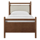 Modway Leni Twin Size Wood Platform Bed Frame - Walnut Heathered Ivory-Assembly Required