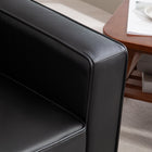 HOMCOM 51" PU Leather Loveseat with Armrests and Tufted Backrest - Black-Solid steel frame ensures stability and balance