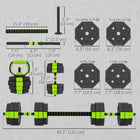 Soozier 4-in-1 Adjustable Dumbbell Set - 66 lb Free Weights Set - Green-Plastic surface is tough, odourless and rust-resistant 