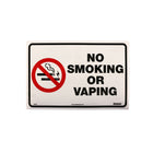 Headline Sign "No Smoking or Vaping" Flexible Sign - 8" x 12"-White with red and black international NO SMOKING OR VAPING symbol