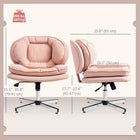 HOMCOM - Chaise de bureau sans accoudoirs à croisillons - rose-Base en métal électroplaqué et patins antidérapants pour la stabilité