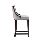 Manhattan Comfort - Tabouret de comptoir Fifth Avenue 19" traditionnel rembourré en similicuir - gris clair-Comprend une base de repose-pieds