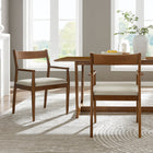 Modway Solara Fabric Wood Dining Armchairs - Walnut/Heathered Weave Beige - 2 Pack-Minimalist Design