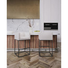 Manhattan Comfort - Tabouret de bar Embassy 21" style milieu du siècle moderne, revêtement en similicuir crème et noir, lot de 2-Conception moderne du cadre carré en métal durable