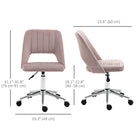 Vinsetto Armless Swivel Computer Desk Chair - Pink-Breathable hollow-back design enhances airflow