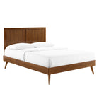 Modway Alana Wood Twin Platform Bed with Splayed Legs - Walnut-Wood Slat Support System