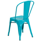 Flash Furniture Crystal Teal-Blue Metal Indoor-Outdoor Stackable Chair-Curved Back with Vertical Slat