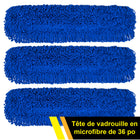 Gritt Commercial - Tête de vadrouille à poussière en microfibre bouclée - 36 po x 5 po - Bleu - Paquet de 3-Facile à laver pour une durabilité accrue