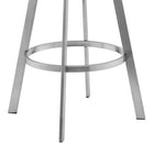 Armen Living - Roman Tabouret de Bar Pivotant de 66 cm de Hauteur de Comptoir en Similicuir Gris et Acier Inoxydable Brossé-8