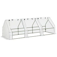 Outsunny 9' x 3' x 3' Portable Mini Greenhouse with Zippered Roll-up Doors - White- Greenhouse with good quality steel tube and PE cover
 