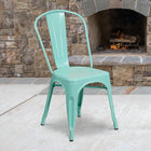 Chaise empilable en métal, intérieur/extérieur, vert menthe (ET-3534-MINT-GG)-Capacité de poids de 500 lb