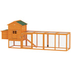 PawHut - Poulailler avec enclos extra large, maison pour poules en bois avec plateau coulissant-Le toit en asphalte résiste à différentes conditions météorologiques légères 