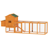 PawHut - Poulailler avec enclos extra large, maison pour poules en bois avec plateau coulissant-Le toit en asphalte résiste à différentes conditions météorologiques légères 