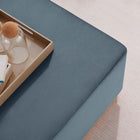 Modway Tilden Large 28" Square Performance Velvet Upholstered Ottoman - Cadet Blue/Natural-Non-Marking Foot Glides