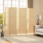 HOMCOM - Séparateur de pièce autoportant à 6 panneaux en bambou ondulé pour chambre, bureau intérieur - bois naturel-Pieds surélevés pour une meilleure circulation de l'air 
