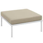 Modway Harmony Outdoor Patio Aluminum Ottoman - White/Beige-Powder-Coated Aluminum Frame