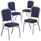 Flash Furniture HERCULES Series Crown Back Stacking Banquet Chairs in Navy Fabric with Silver Frame - 4 Pack-500 lb. Weight Capacity