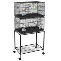 PawHut - Cage à oiseaux 65 po H avec plateau amovible, grille inférieure, perchoirs en bois, balançoire-Cette cage à oiseaux offre un accès facile grâce à deux portes avant, qui comportent deux petites portes et quatre petites portes latérales. 
