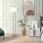 Hudson&Canal Adair 68" Tall Floor Lamp with Fabric Shade - Brushed Nickel/White-Rated for one 100W incandescent bulb - 9W LED bulb, 23W fluorescent (CFL) bulb, or 9W self-ballasted LED bulb, E26-base bulb, Bulb not included