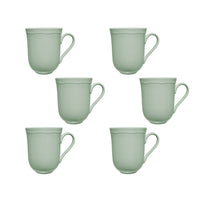 Casa Domani Florence Embossed Mug - 390ml - Sage - 6 Pack-Made of Porcelain featuring a delicate embossed pattern on scalloped profile.