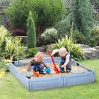 Outsunny Kids Outdoor Sandbox with Canopy, Bottom Fabric Liner - Light Blue-Equipped with 4 quarter circle corner seats, allowing kids to have a place to sit 