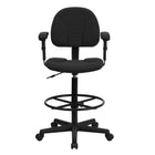 Flash Furniture Black Patterned Fabric Drafting Chair with Adjustable Arms-Contemporary Draft Stool