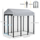 PawHut - Chenil pour chien extérieur en fil soudé avec toit 6 pi x 4 pi x 6 pi-Reliez plusieurs chenils ensemble sans pièces ou panneaux supplémentaires 