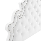 Modway Gwyneth Tufted Performance Velvet Full Platform Bed with Gold Metal Legs - White-Assembly Required